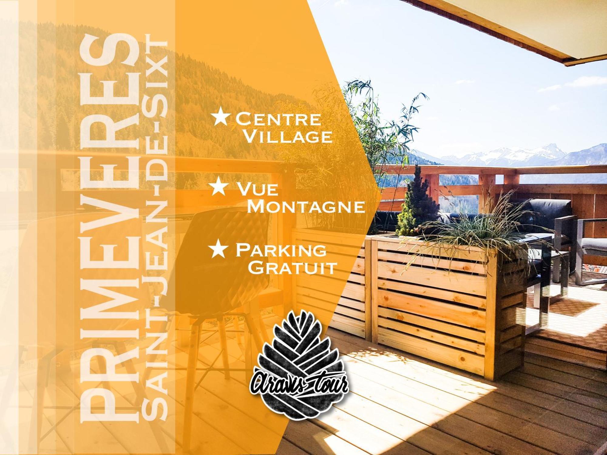 Appt Primeveres - Centre Village, Vue Montagne - Aravistour Saint-Jean-de-Sixt Buitenkant foto